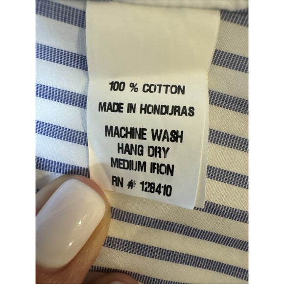 Ann Mashburn Mandarin Paulina Size XS Button Up Blue Striped Shirt Poplin - Picture 5 of 11